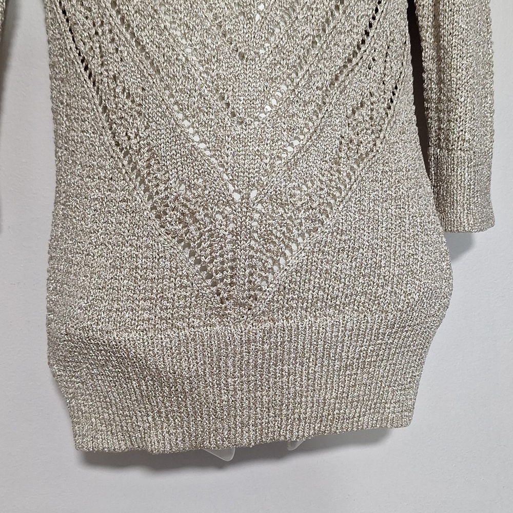 White House Black Market Textured Metallic Gold Knit - Picture 4 of 7